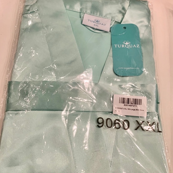 Set of 2 !! Teal / Mint Satin Wedding Robes !! - Picture 5 of 6
